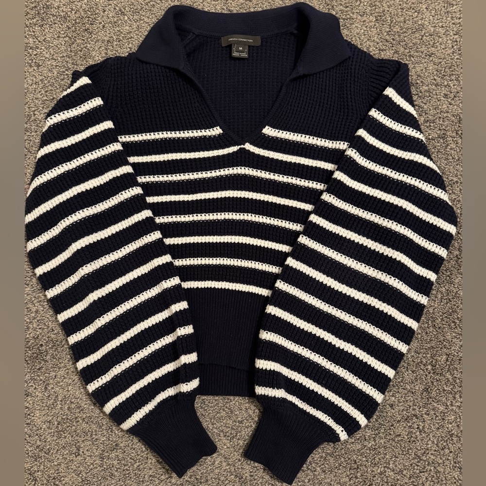 Navy and White Striped Sweater